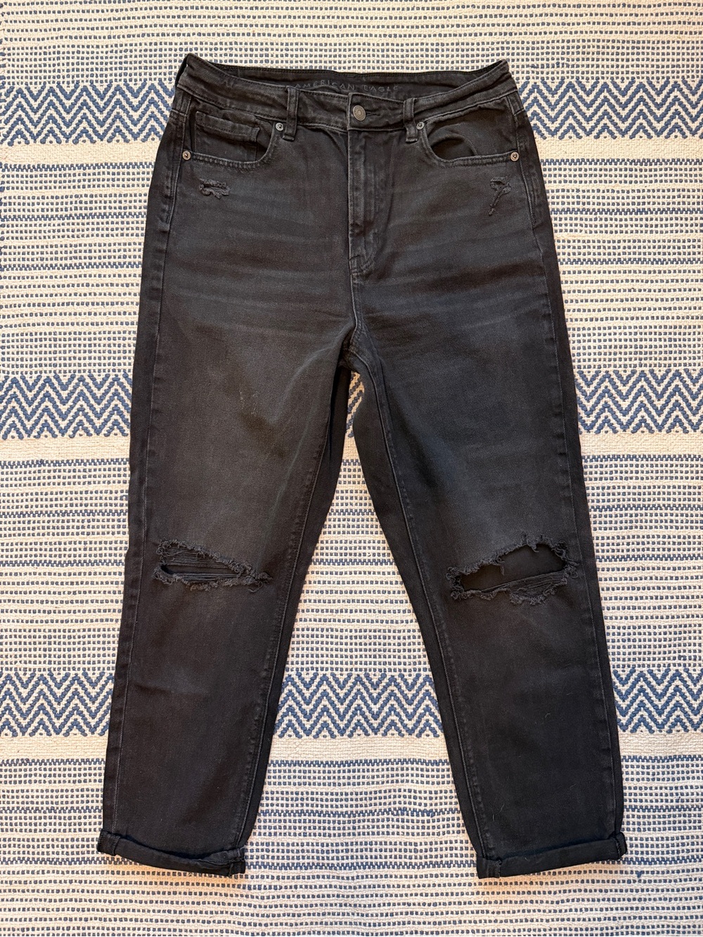 American Eagle Outfitters Black Distressed Boyfriend Jeans, women’s size 10